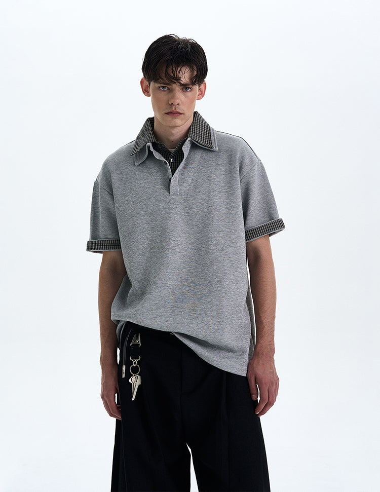 MADWITCH PLAID TURN-DOWN COLLAR SHORT SLEEVE SHIRT #C1768C25