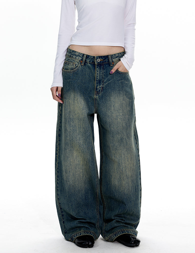 MADWITCH VINTAGE WASHED WIDE LEG JEANS #CK5576