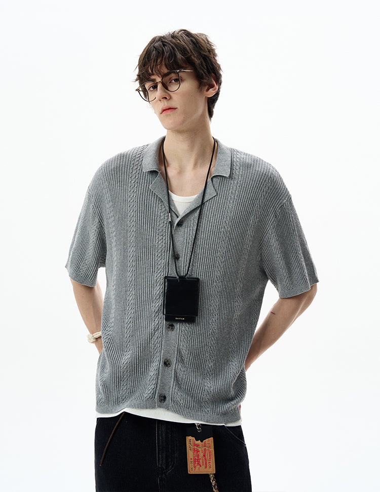 MADWITCH OLD MONEY CABLE KNIT SHIRT #68827