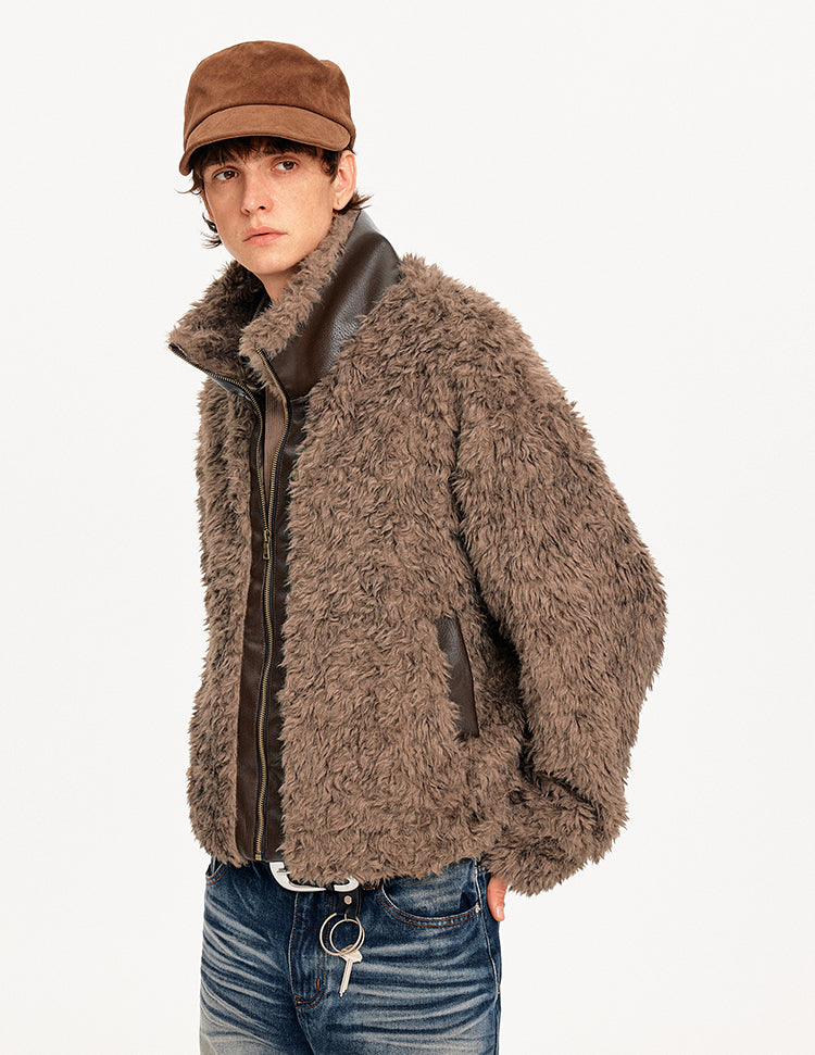 MADWITCH PATCHWORK SHEARLING COLLAR JACKET #256152