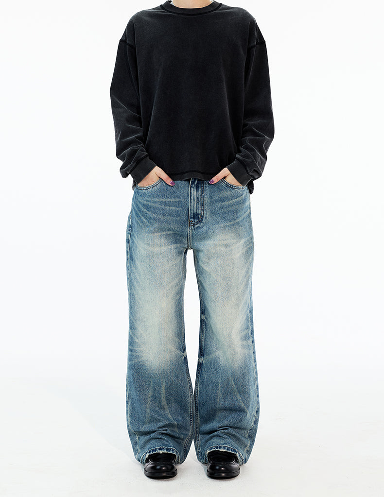 MADWITCH FADED WASH STRAIGHT LEG JEANS #GPC9758