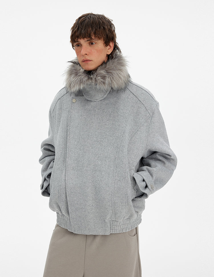 MADWITCH DECONSTRUCTED FUR COLLAR PARKA #990922