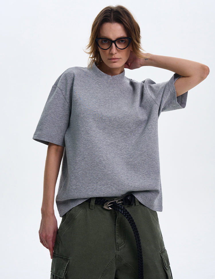 MADWITCH MINIMALIST SMALL COLLAR T-SHIRT #241316