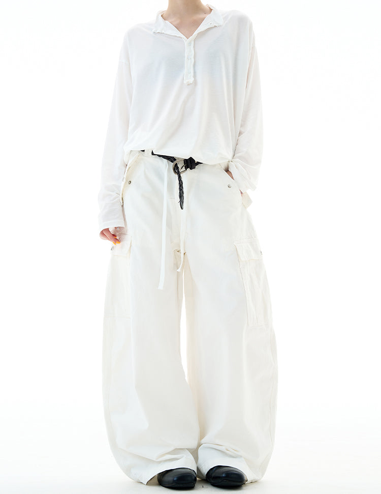 MADWITCH DRAWSTRING MULTI-POCKET CARGO PANTS #Z030