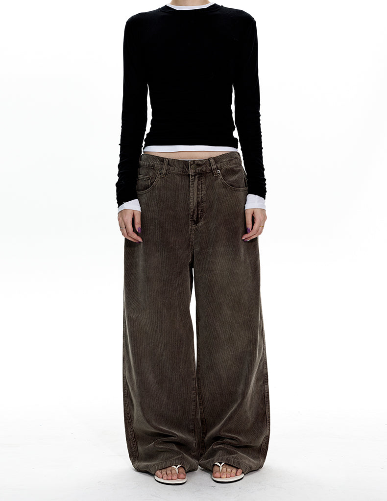 MADWITCH WASHED CORDUROY STRAIGHT JEANS #GPC3571