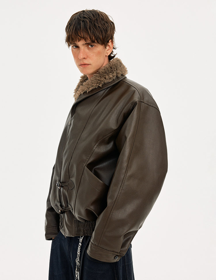 MADWITCH HORN BUTTON LEATHER QUILTED JACKET #AW25507