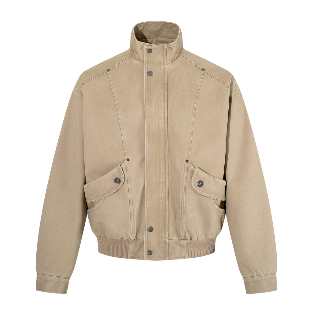 MADWITCH WASHED DISTRESSED CINCHED CROPPED UTILITY JACKET #AW26121