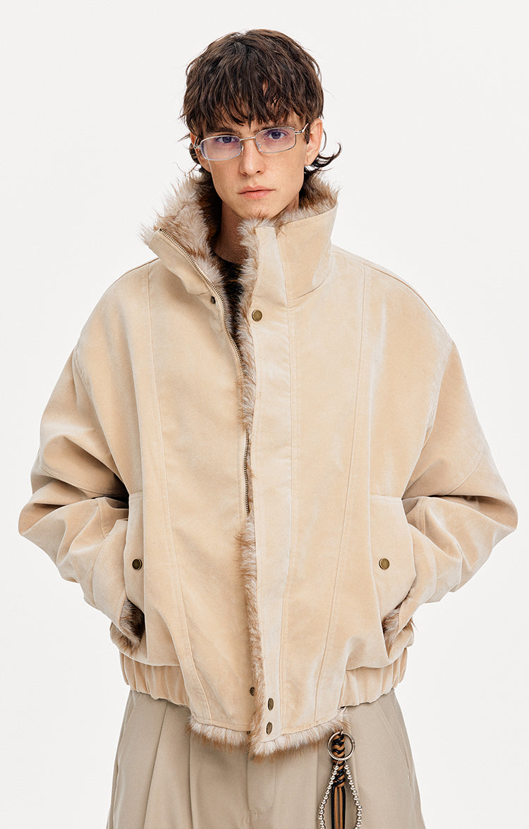 MADWITCH SUEDE STAND COLLAR QUILTED JACKET #AW25172
