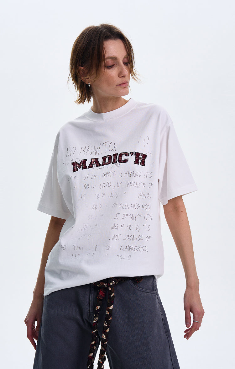MADWITCH ORIGINAL LETTER PRINT T-SHIRT #MD4116