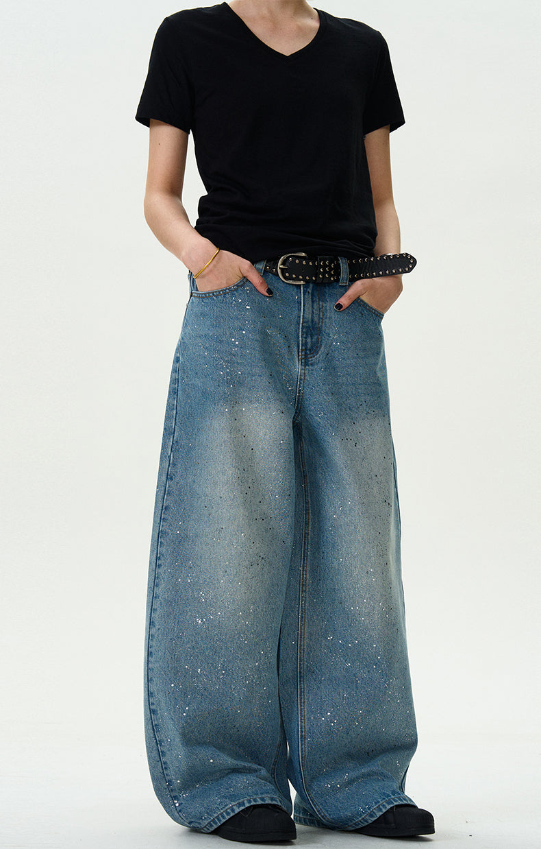 MADWITCH STAR PRINT WASHED DENIM JEANS #WHOA083