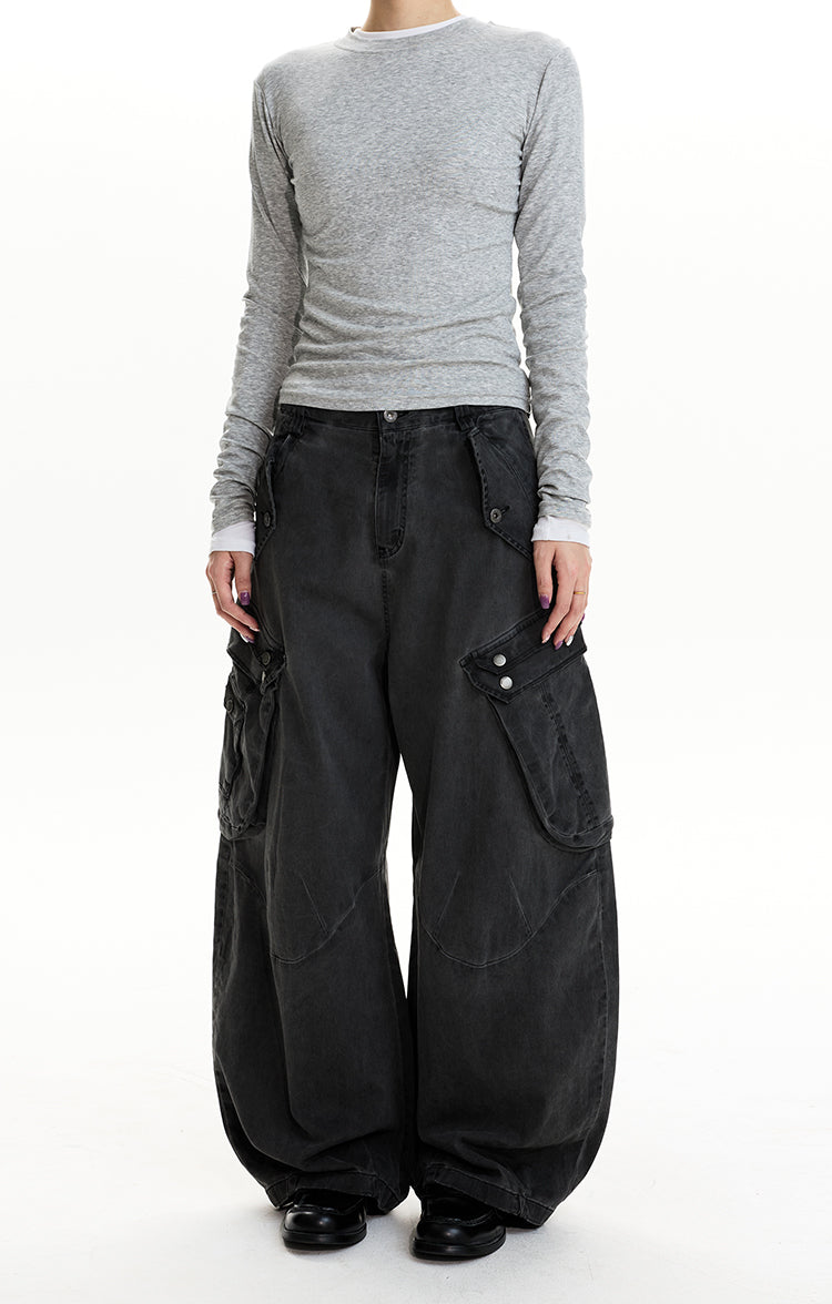 MADWIT DISTRESSED WIDE WORK PANTS #CK6932