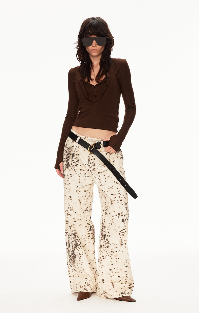 MADWIT LEOPARD PRINT JEANS #DR6998