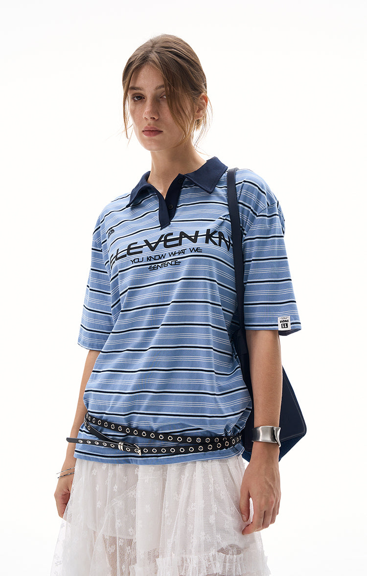 MADWITCH STRIPED POLO T-SHIRT #TH78