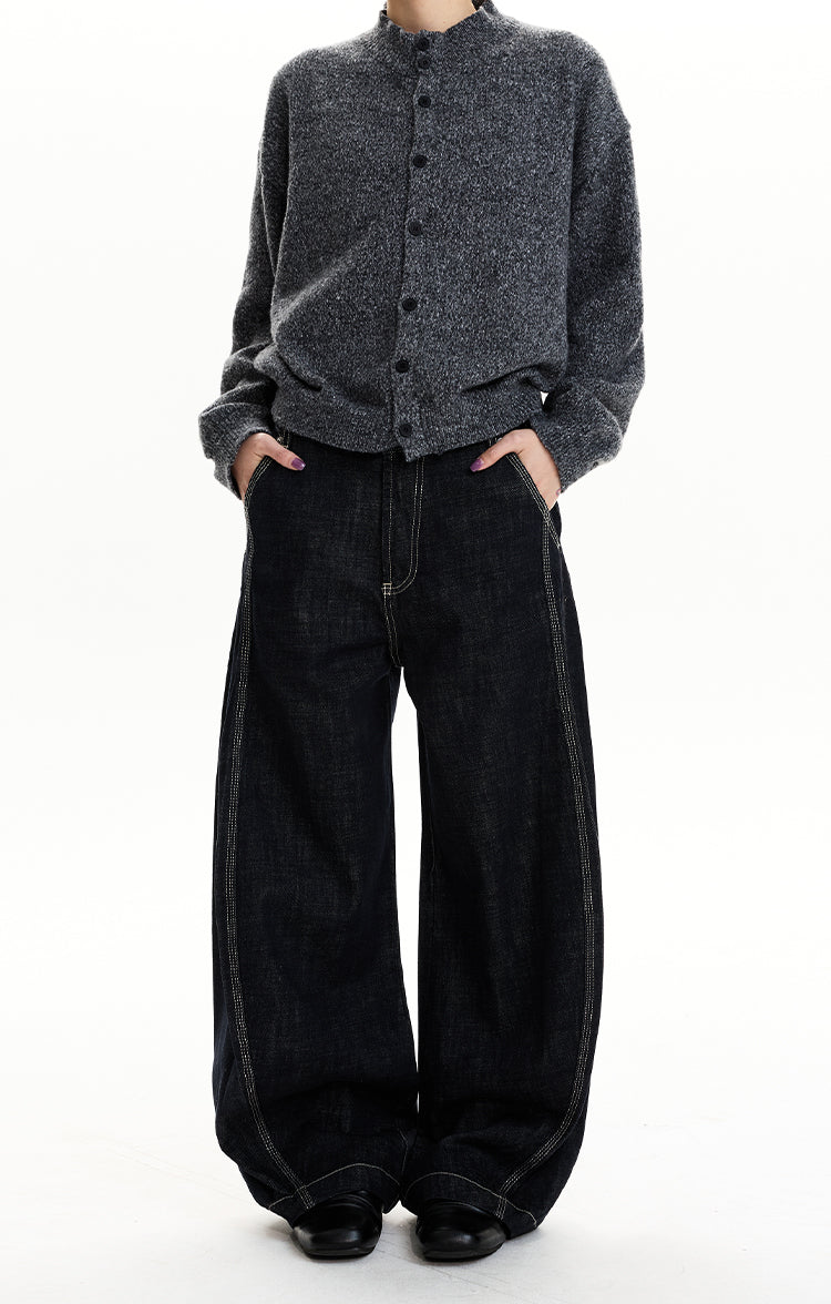 MADWIT RAW DENIM DECONSTRUCTED WIDE JEANS #GPC9781