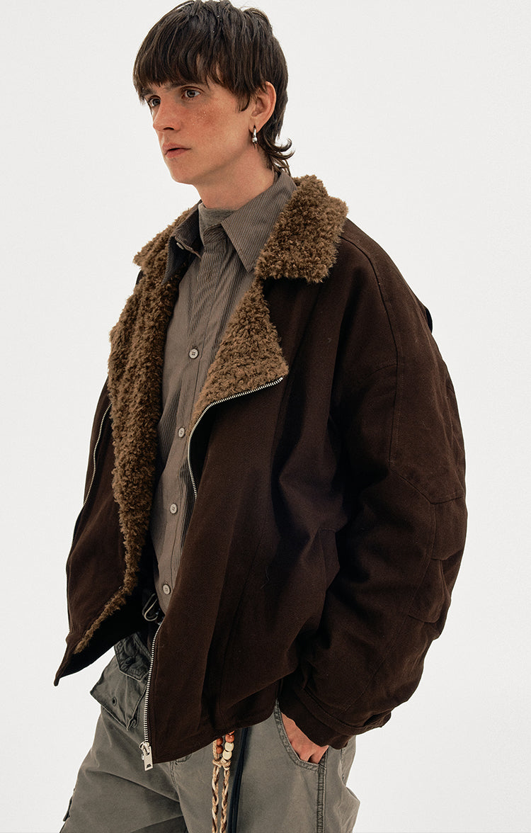 MADWITCH DIAGONAL FUR JACKET #MY0212