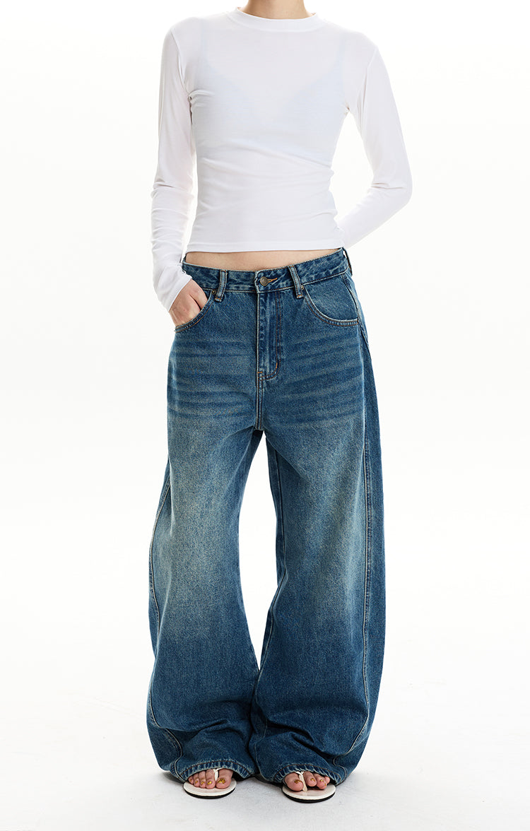MADWIT FADED WASH WIDE JEANS #CK5571