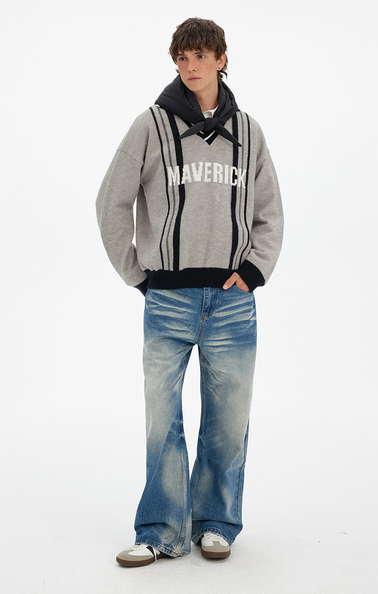 MADWITCH STRIPE VEE SWEATER #MY519