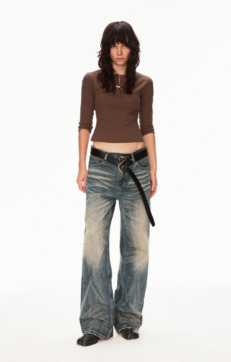 MADWIT DISTRESSED STRAIGHT JEANS #FX082