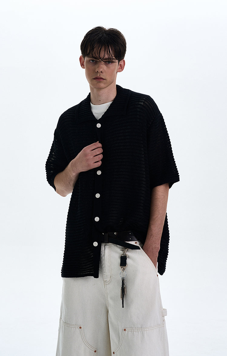 MADWITCH MESH KNIT SHORT SLEEVE TOP #DF8448