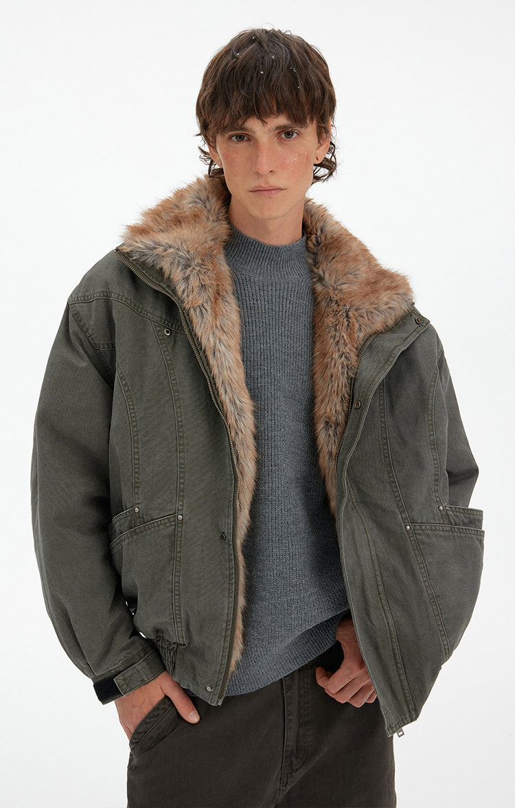 MADWITCH DETACHABLE FUR COLLAR WORK PARKA #990998