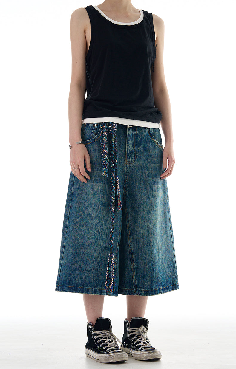 MADWITCH WASHED WIDE LEG DENIM JEANS #L562
