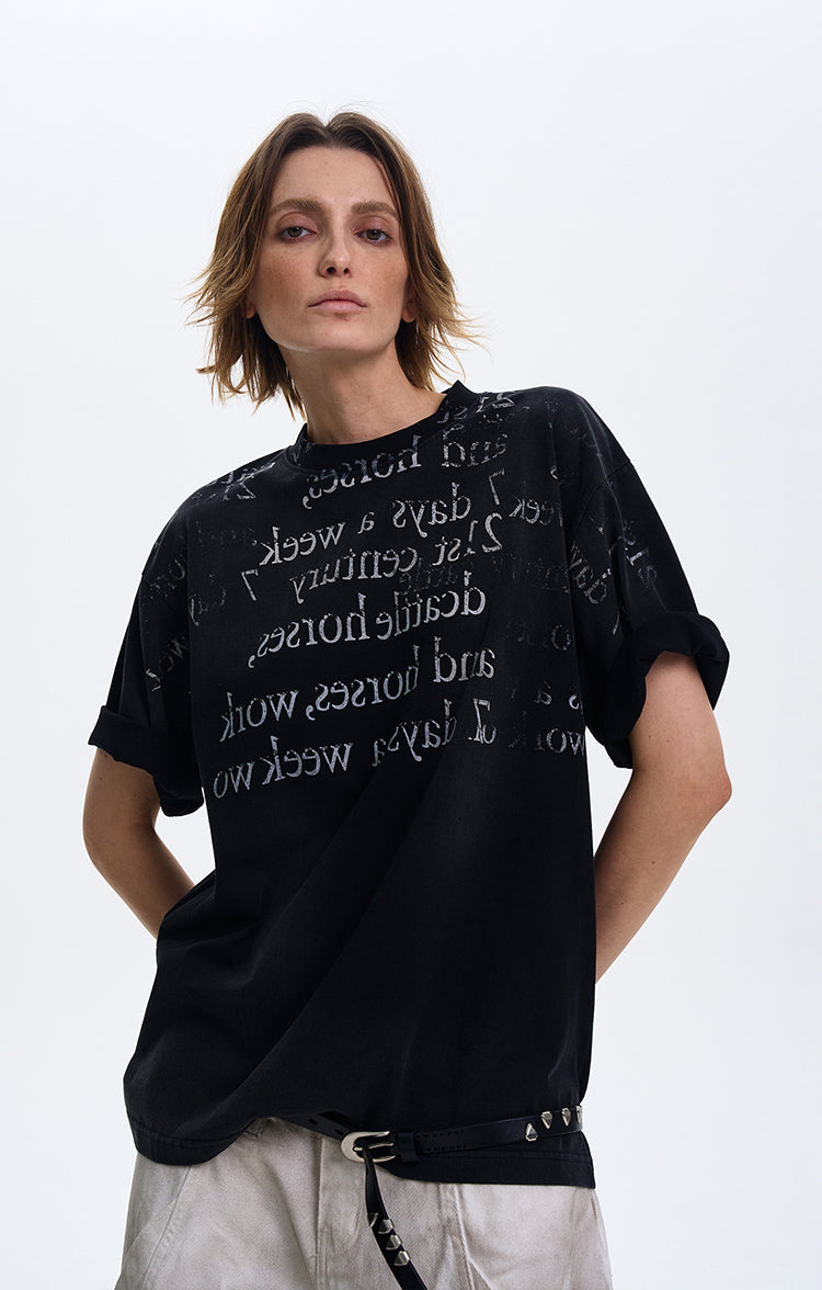 MADWITCH GRADIENT LETTER PRINT T-SHIRT #MD4150