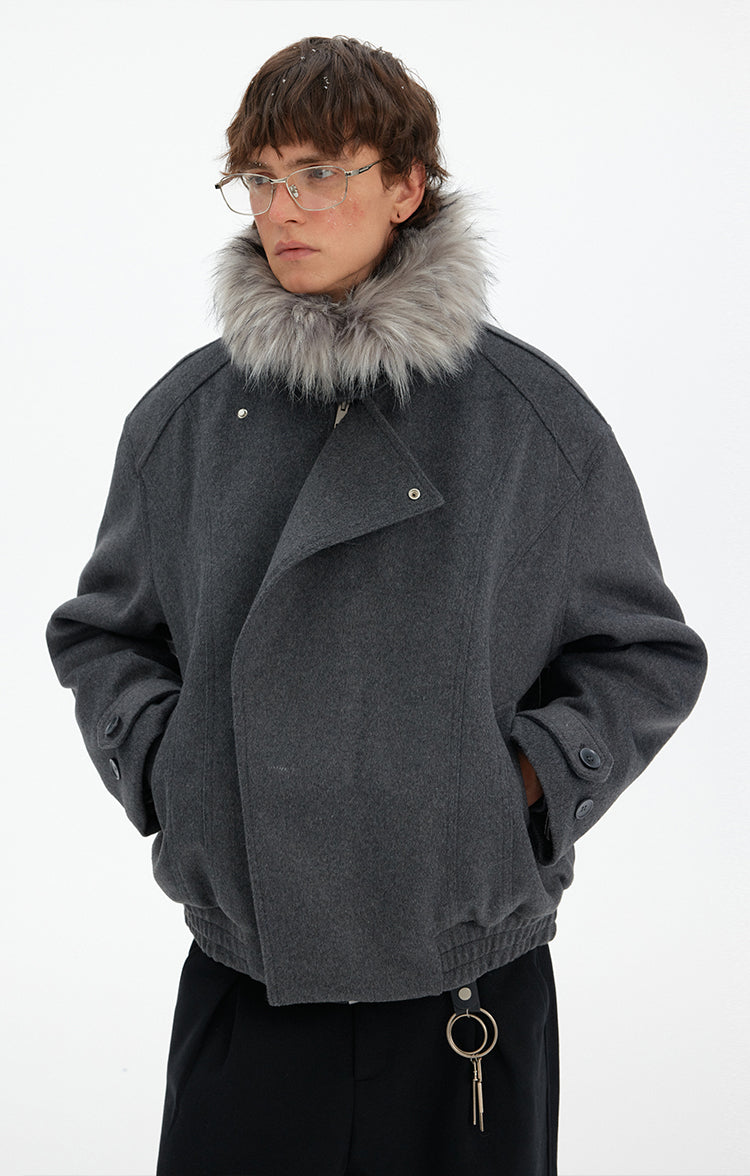 MADWITCH DECONSTRUCTED FUR COLLAR PARKA #990922