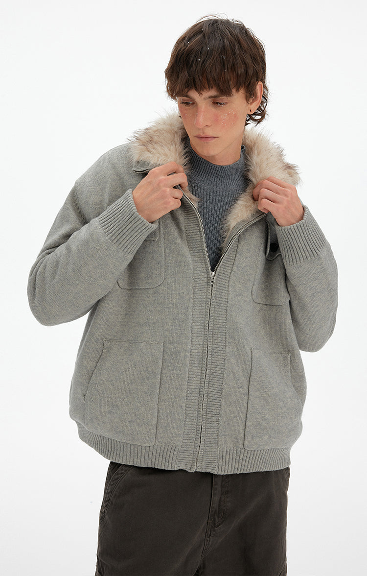 MADWITCH ATMOSPHERIC FUR COLLAR CARDIGAN #6003