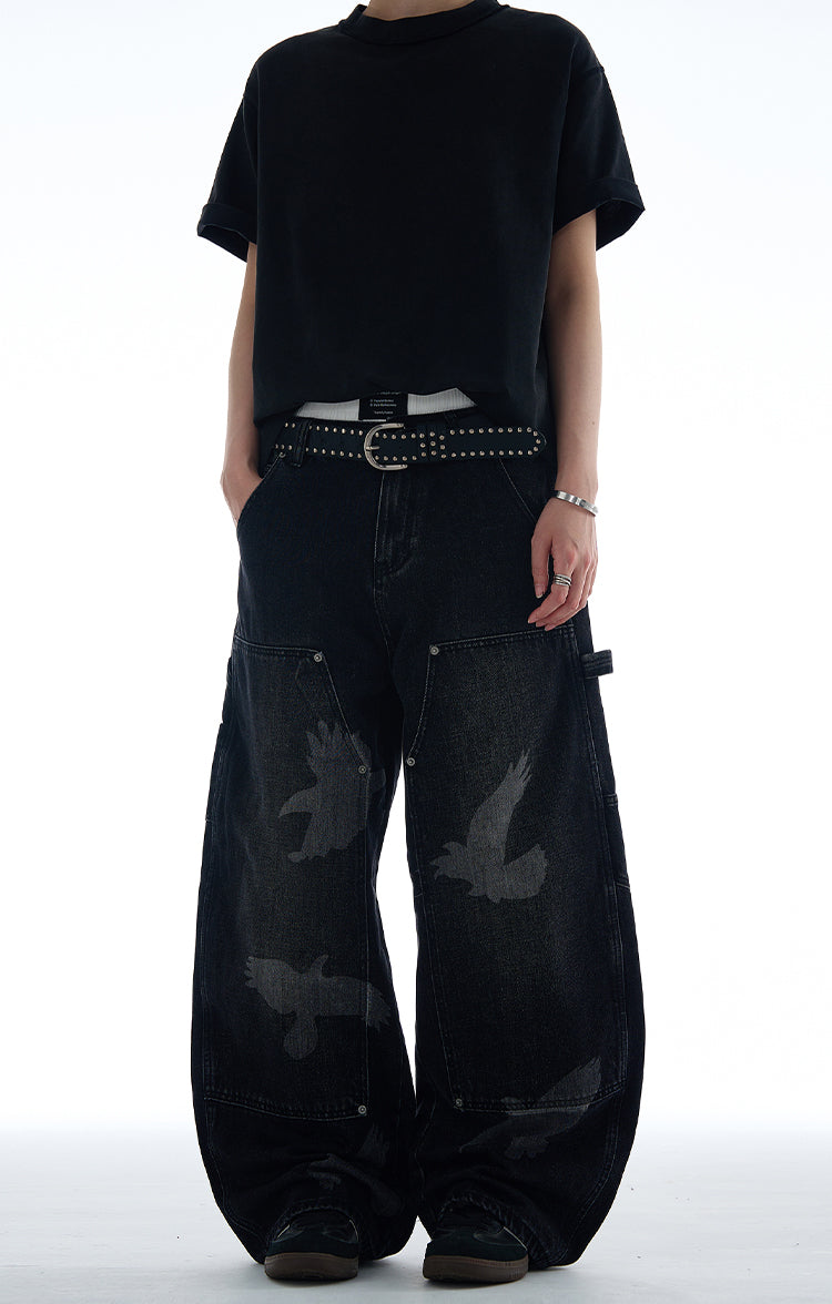 MADWITCH AMERICAN STYLE PEACE DOVE PRINT DENIM JEANS #CK9575