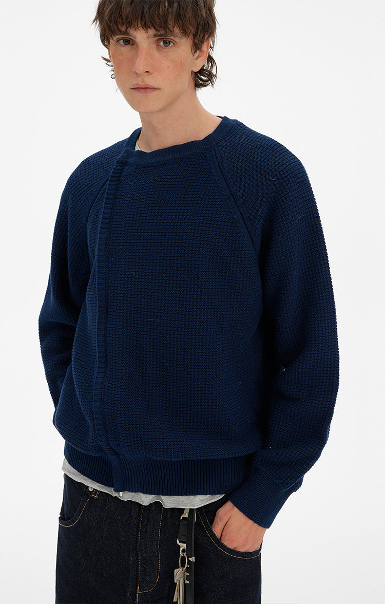 MADWITCH RETRO PATCHWORK CREW SWEATER #YH25011