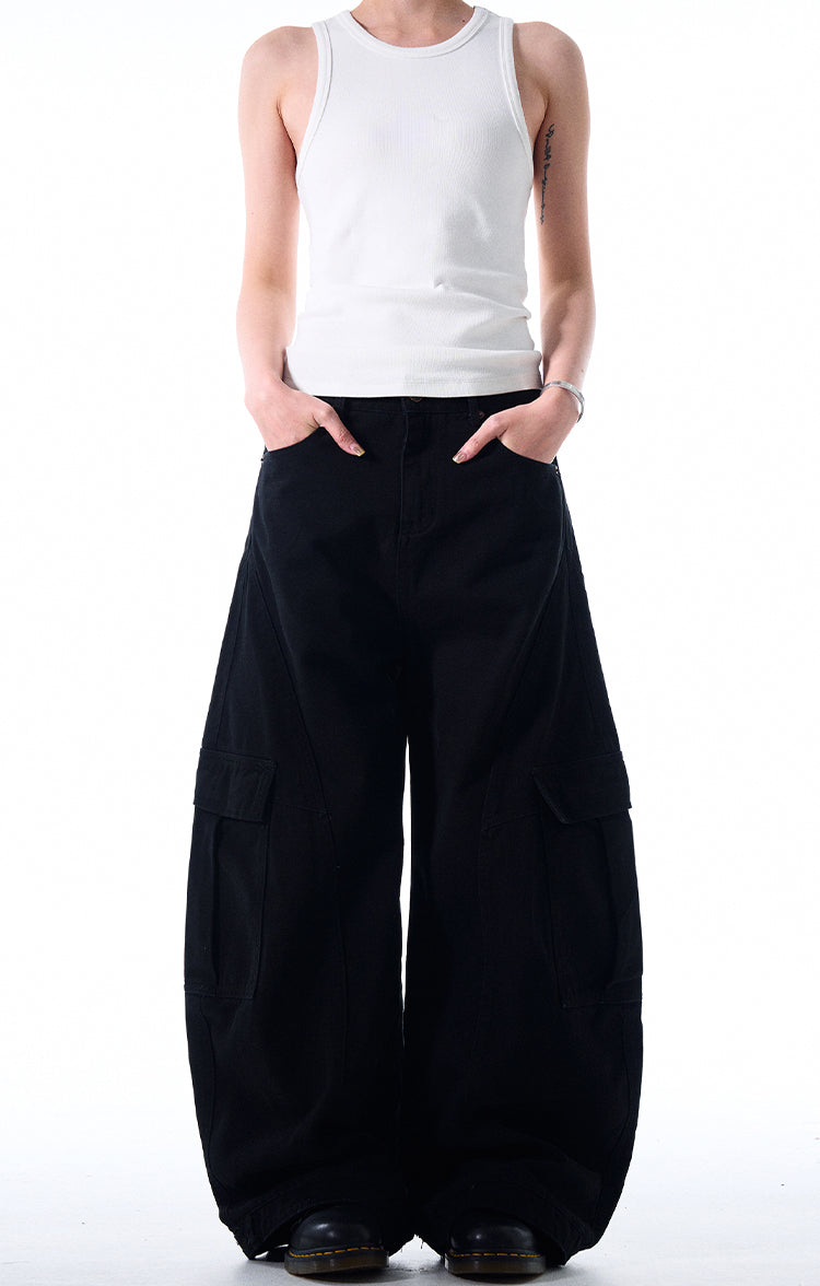 MADWITCH DECONSTRUCTED WIDE-LEG CARGO PANTS #DR6302