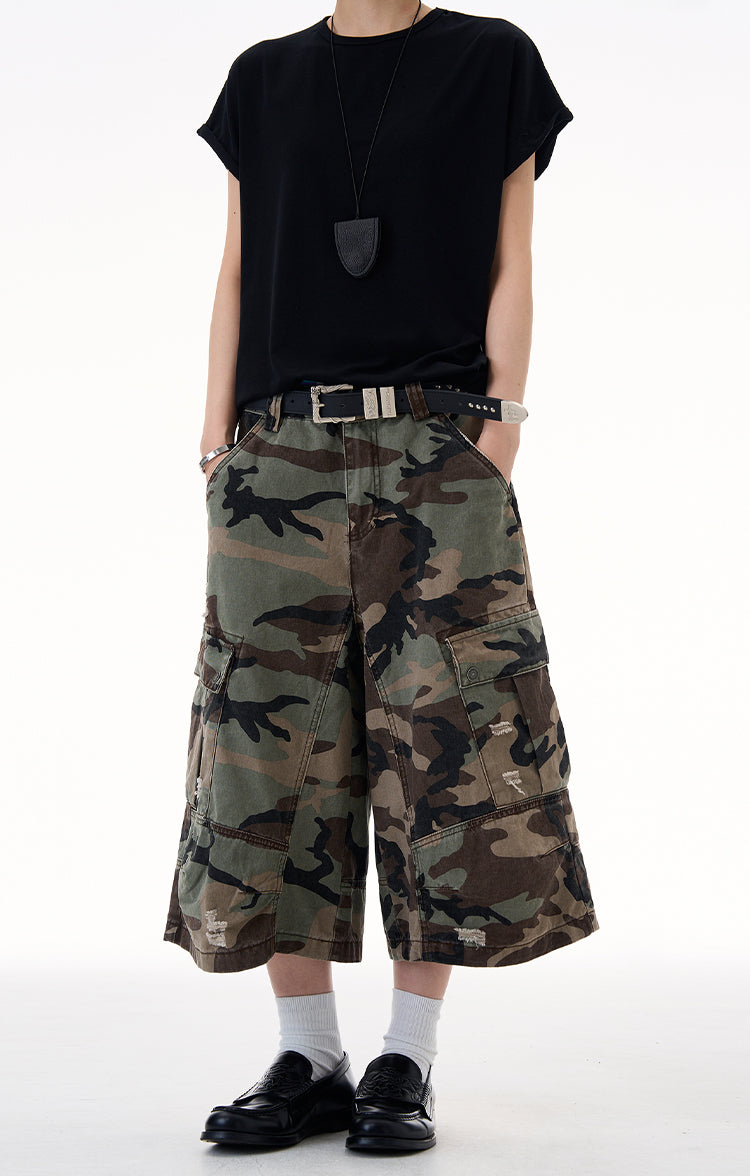 MADWITCH CAMO DISTRESSED UTILITY CAPRIS #CK3512D