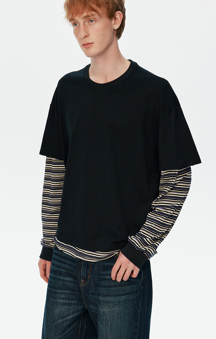 MADWITCH PATCHWORK FAUX LAYER TEE #26008