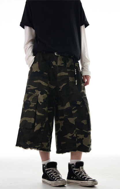 MADWITCH RAW HEM CAMO CARGO PANTS #CK252D
