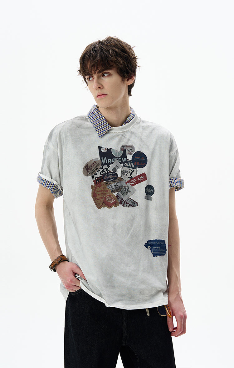 MADWITCH DIRTY DYE PRINTED TEE #8777