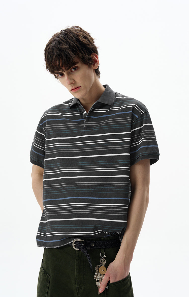 MADWITCH STRIPED POLO SHIRT #0244