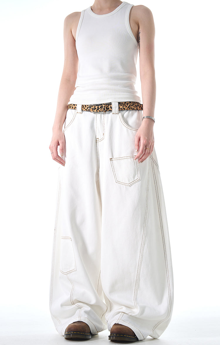 MADWITCH DESIGNER-STYLE WIDE-LEG JEANS #L665