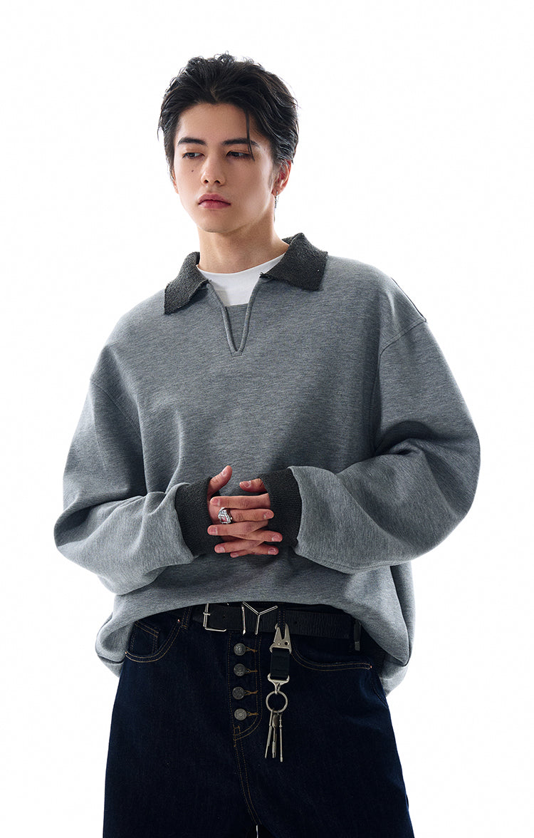 MADWITCH V-NECK MINIMALIST SWEATSHIRT #L567
