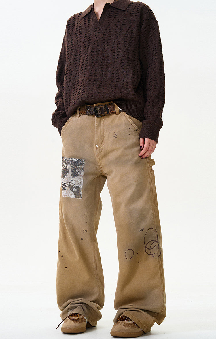 MADWITCH SPLATTER PAINTED WORKWEAR JEANS #CK3330