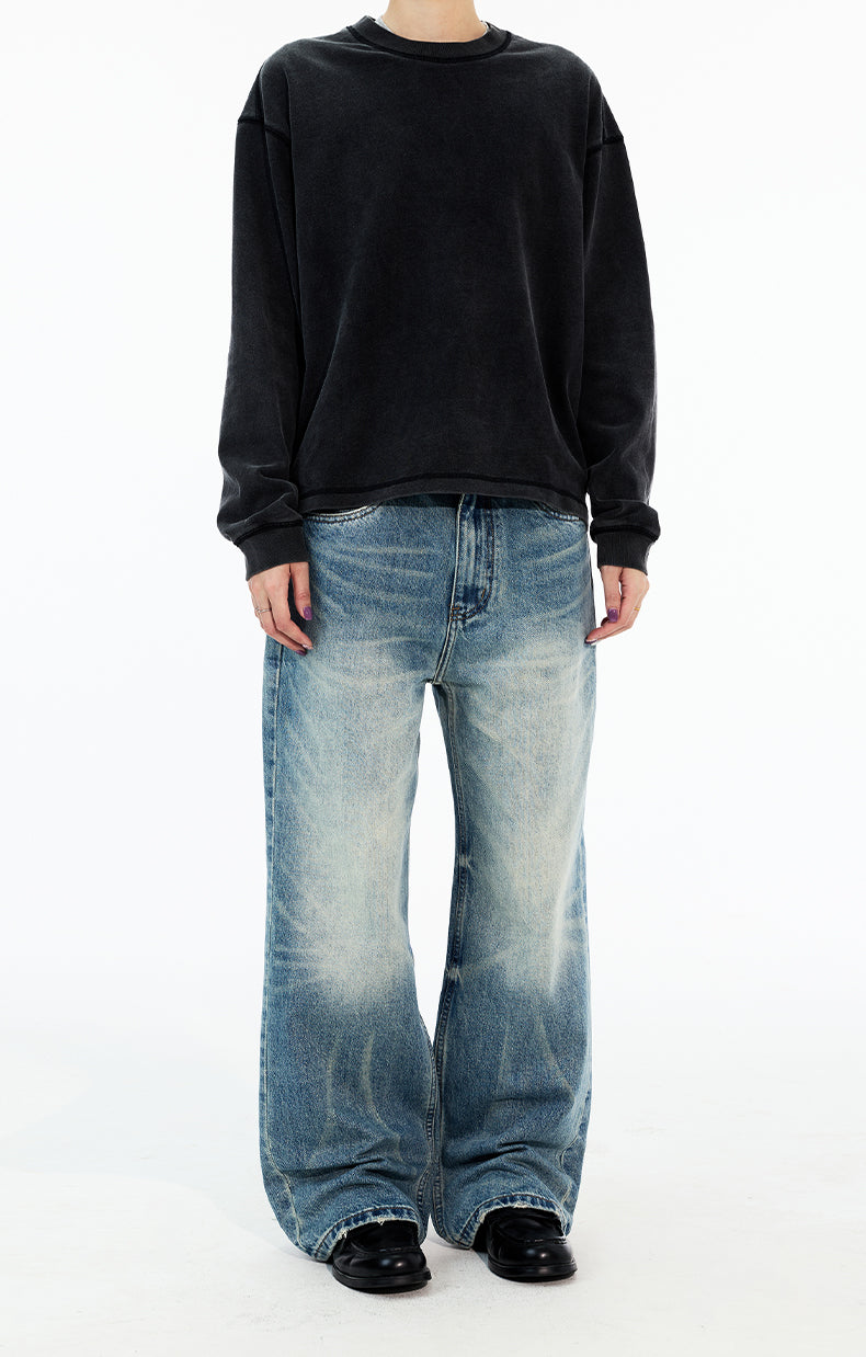 MADWITCH FADED WASH STRAIGHT LEG JEANS #GPC9758
