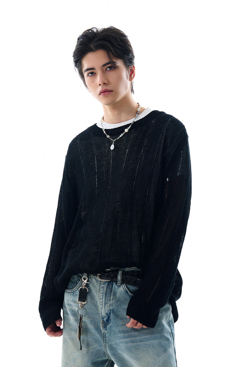 MADWITCH HOLLOW-OUT KNITTED LONG SLEEVE #81177