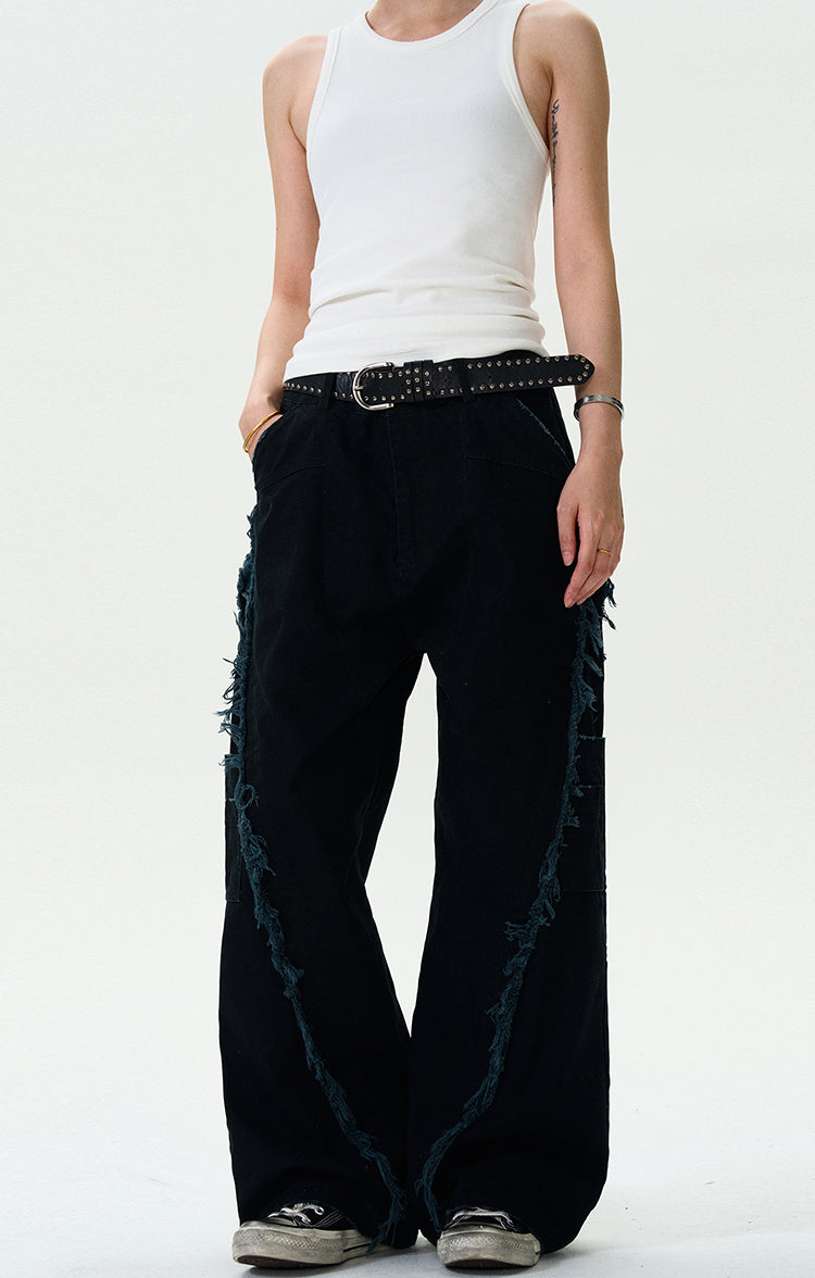 MADWITCH TASSELED CUT-OFF WORK PANTS #CK6612