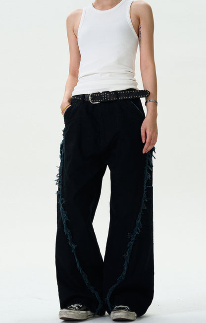 MADWITCH TASSELED CUT-OFF WORK PANTS #CK6612