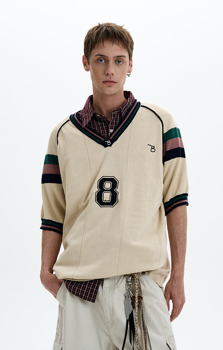 MADWITCH V-NECK KNIT TEE #TA551