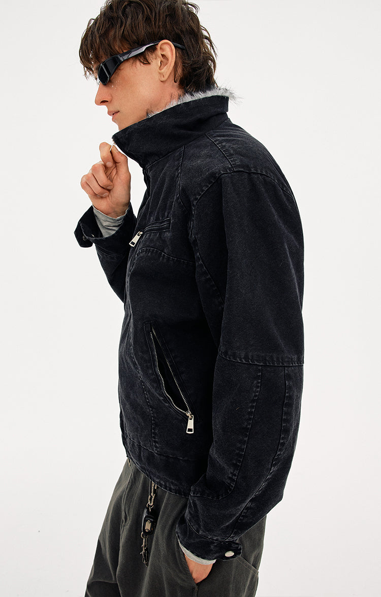 MADWITCH DECONSTRUCTED VINTAGE QUILTED FUR JACKET #AW25163