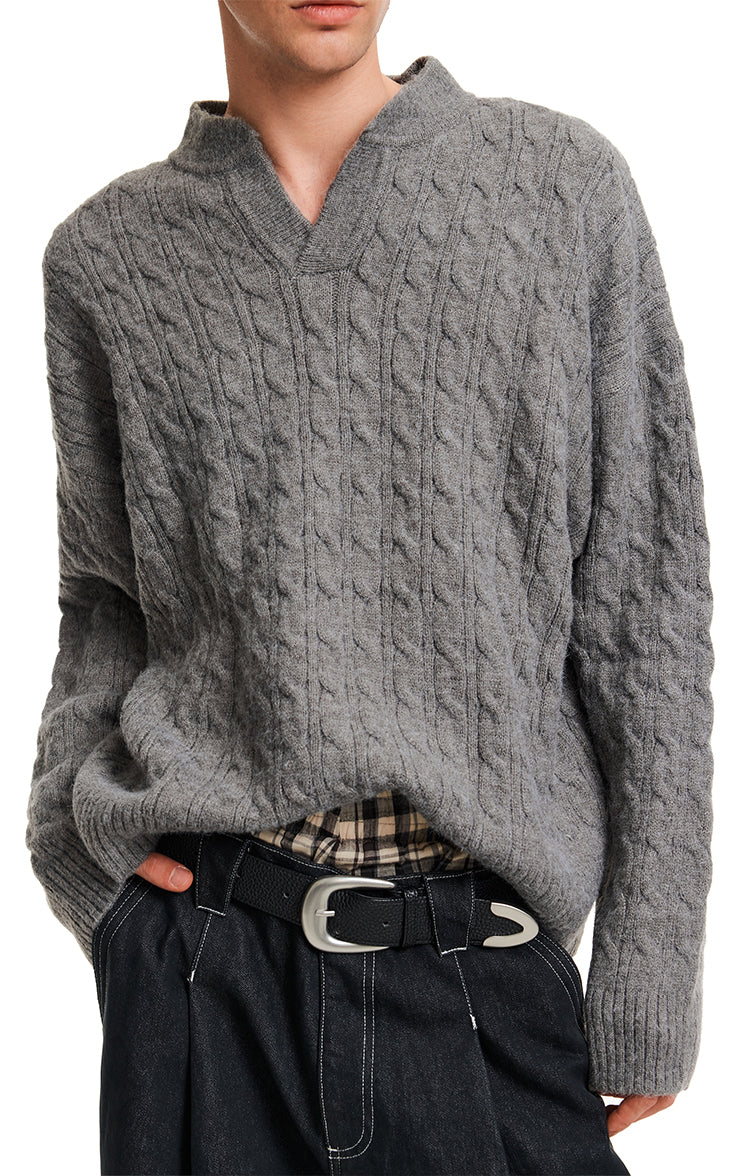 MADWITCH CABLE VEE SWEATER #25716