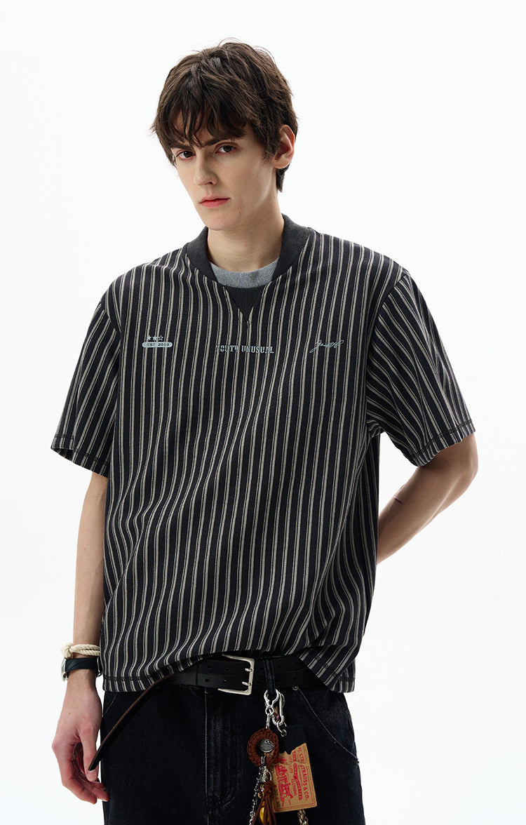 MADWITCH VINTAGE STRIPED TEE #X006