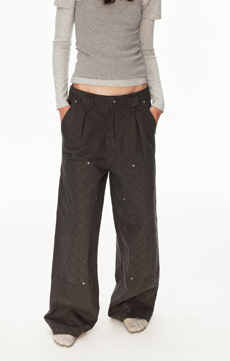 MADWIT PATCHWORK PLEATED WORK PANTS #CK6939