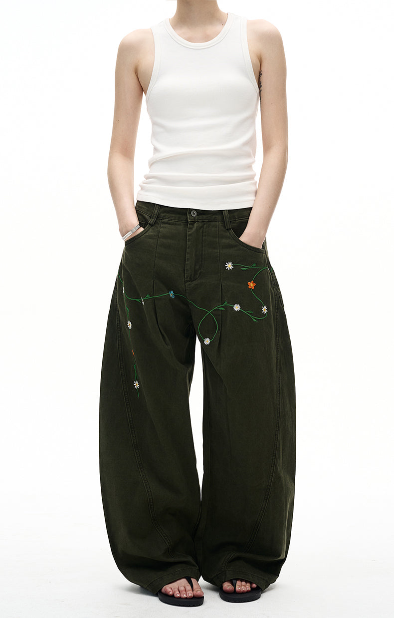 MADWITCH FLORAL PATCH CARGO PANTS #E5807