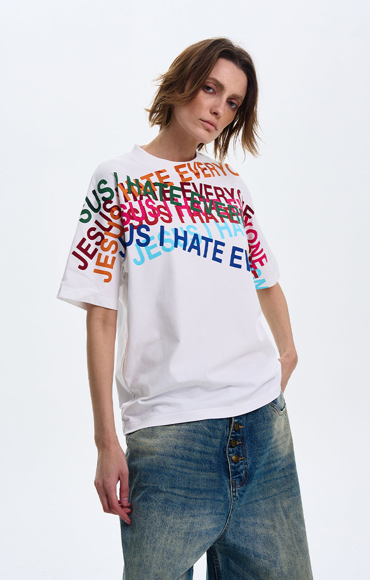 MADWITCH ORIGINAL LETTER PRINT T-SHIRT #MD4113